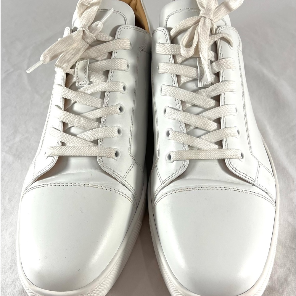 CHRISTIAN LOUBOUTIN Louis Junior White Leather Sneakers Marked as 48 15US